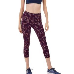 Sweaty Betty Power Legging Crop Size XS Paisley Purple / Burgundy (Perf Cond)